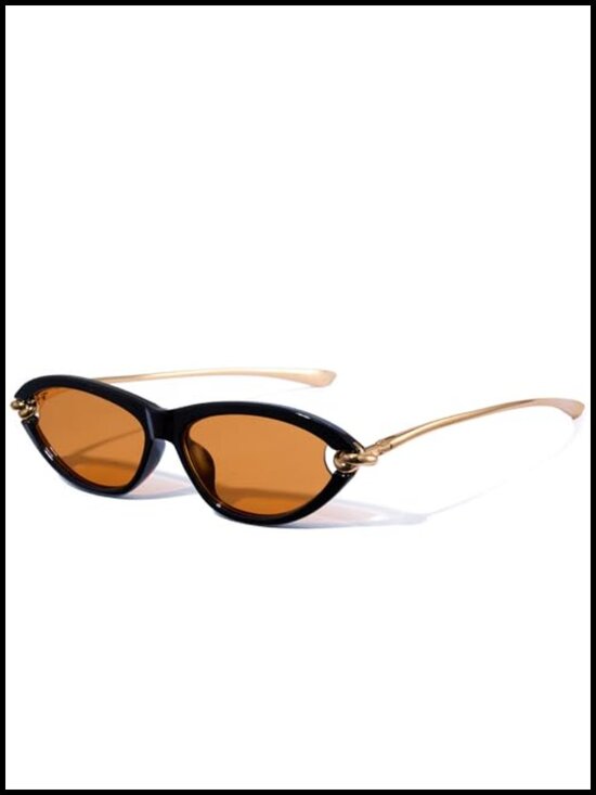 Vintage Oval Sunglasses Women UV400 Protection Narrow Anti-Glare Metal Temples main image 5